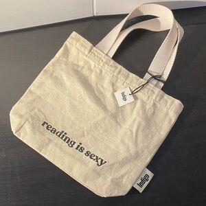 Indigo Beige Tote Bag - Reading is Sexy